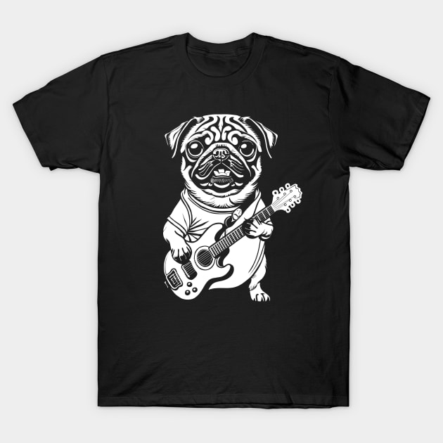 Rockstar Pug darkcolor T-Shirt by anderleao